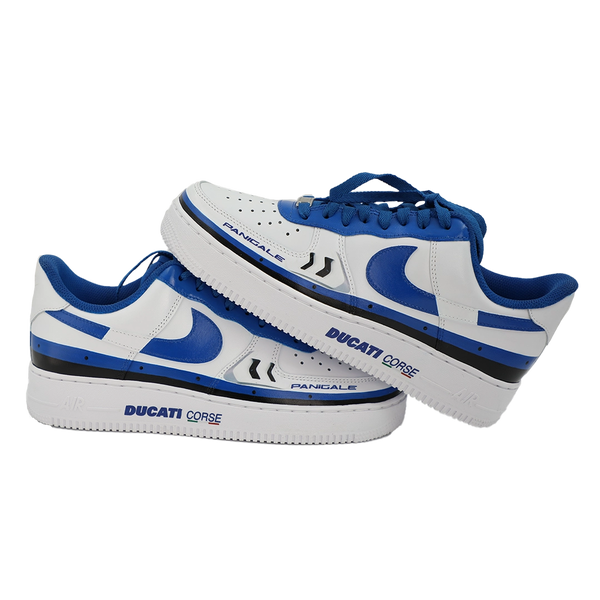 Custom Air Force 1 White Blue Ducati Design-oicustom