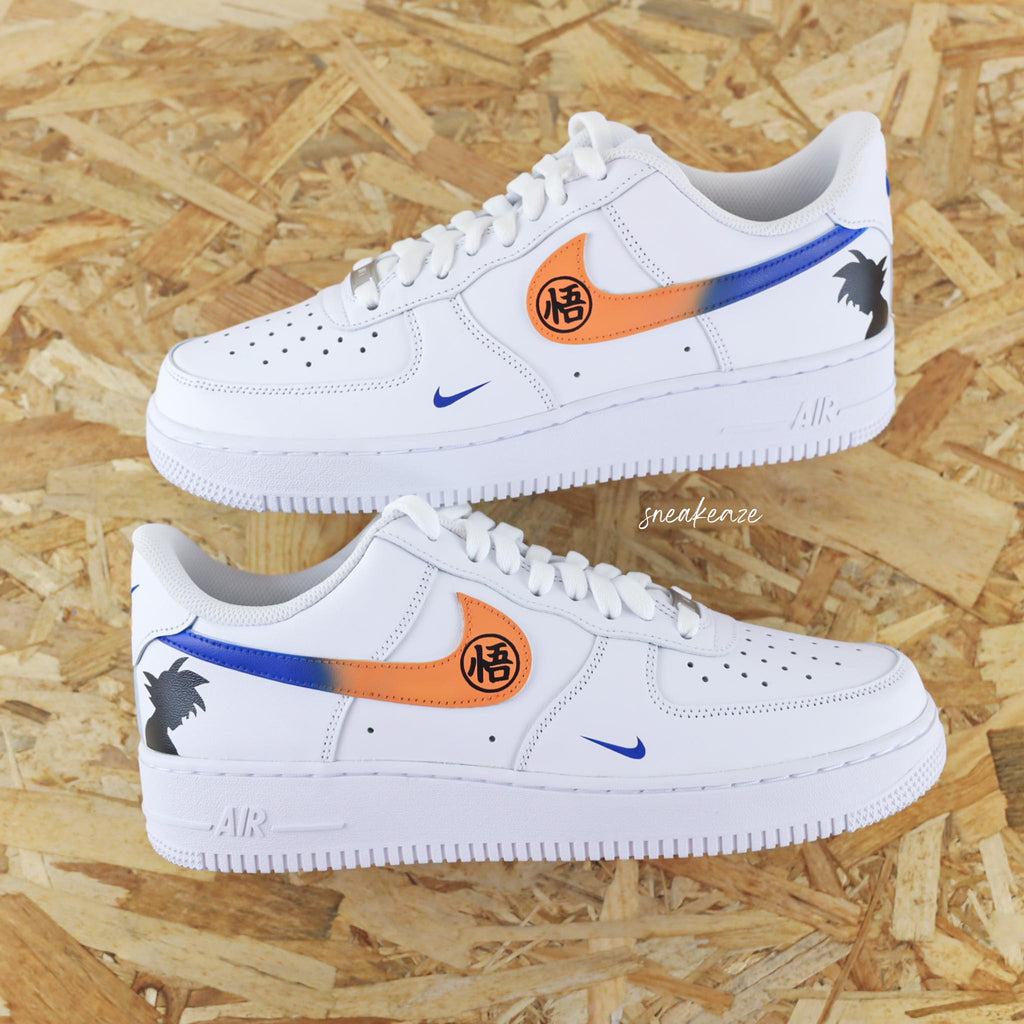 Custom Air Force 1 White Blue Orange Dragon Ball Design-oicustom