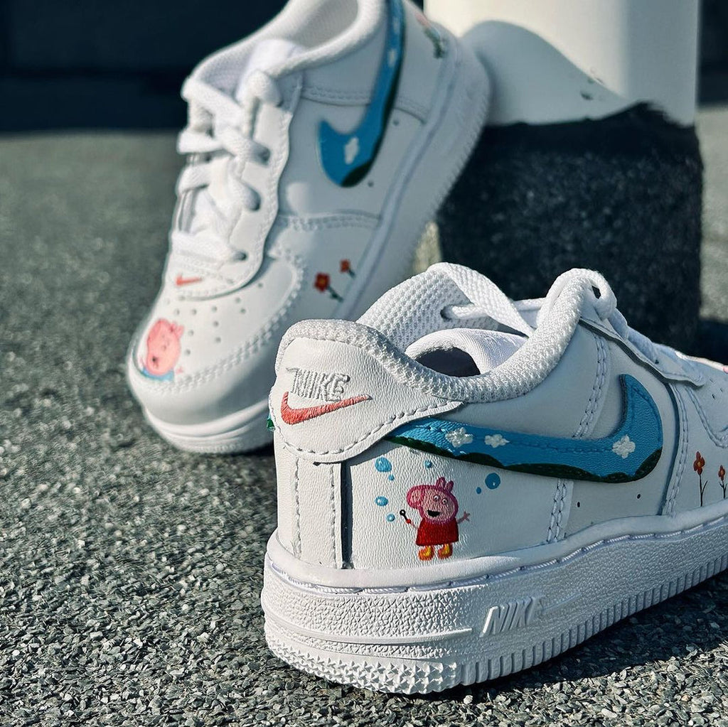 Custom Air Force 1 White Blue Pink Peppa Pig Cartoon-oicustom