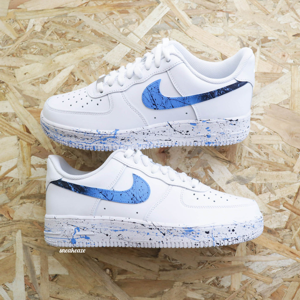 Custom Air Force 1 White Blue Splatter Pattern-oicustom