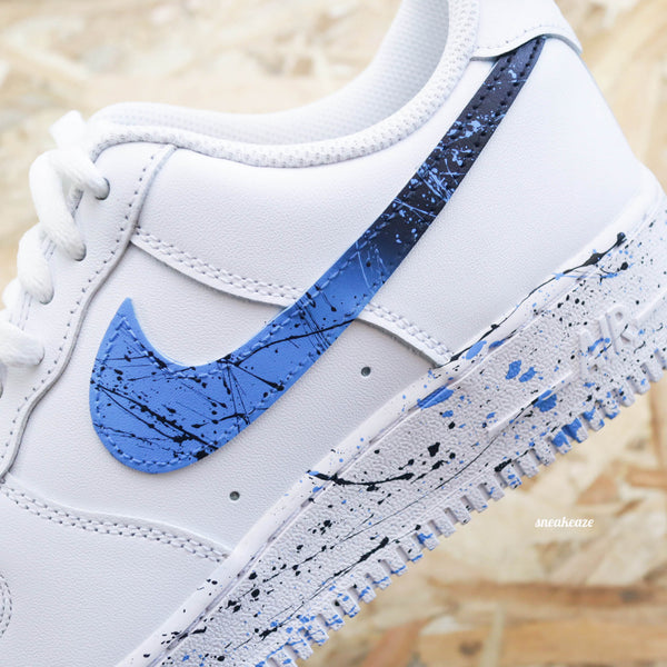 Custom Air Force 1 White Blue Splatter Pattern-oicustom