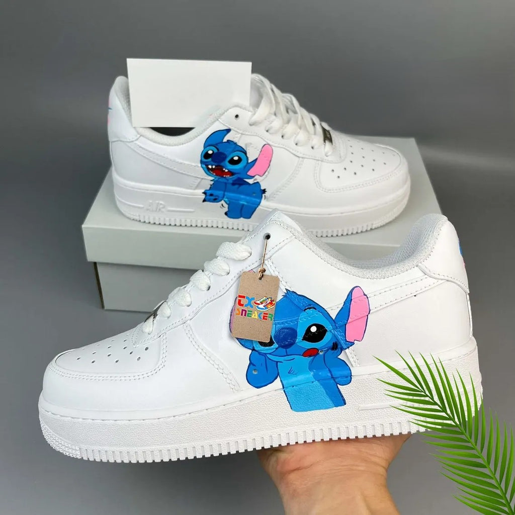 Custom Air Force 1 White Blue Stitch Design-oicustom