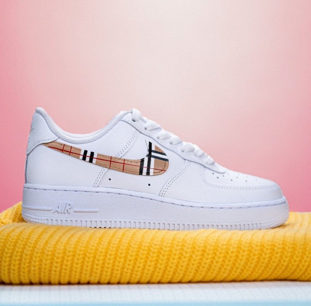 Custom Air Force 1 White Burberry Plaid-oicustom