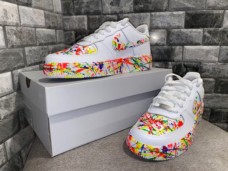 Custom Air Force 1 White Colorful Splatter Pattern-oicustom