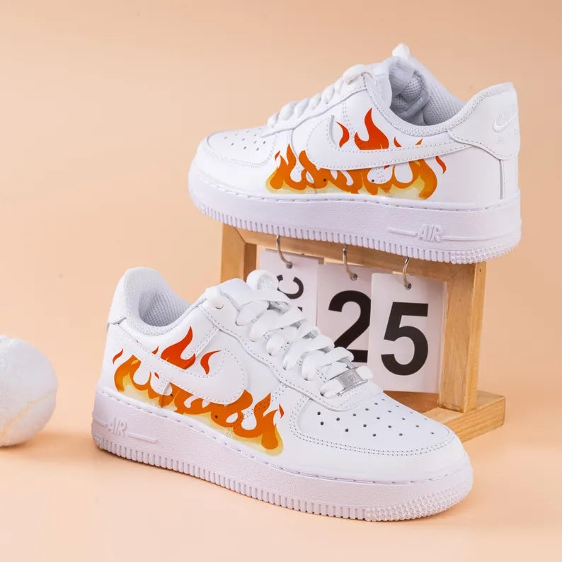 Custom Air Force 1 White Flame Design-oicustom