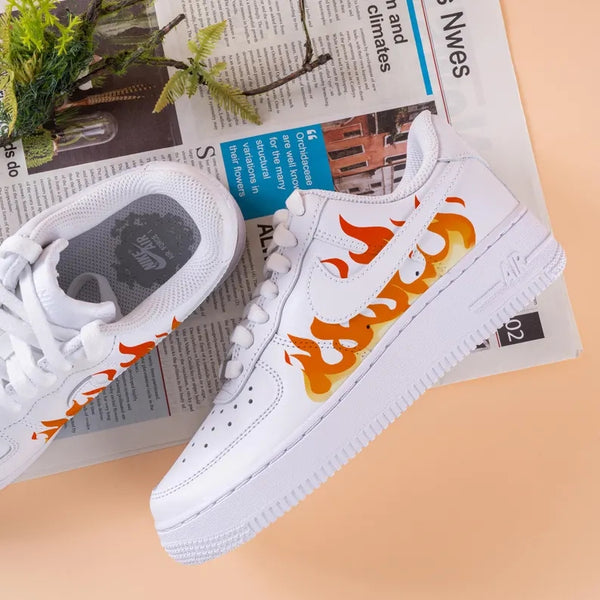 Custom Air Force 1 White Flame Design-oicustom