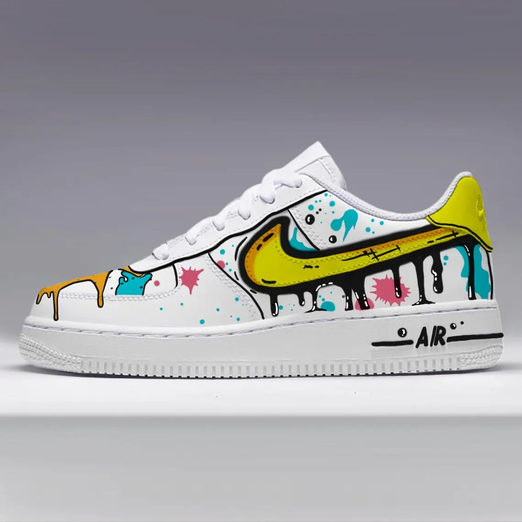 Custom Air Force 1 White Graffiti Yellow Accents-oicustom