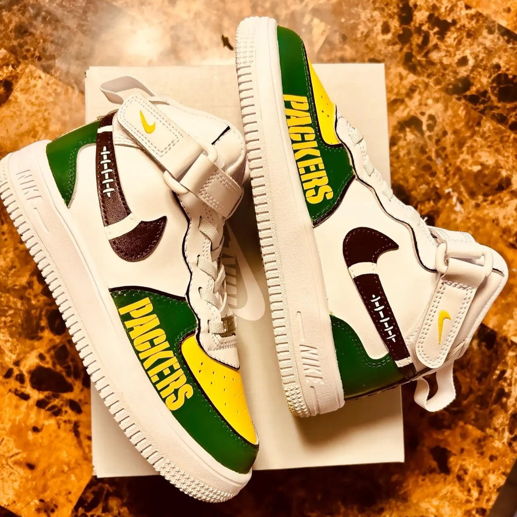 Custom Air Force 1 White Green Yellow Packers Theme-oicustom