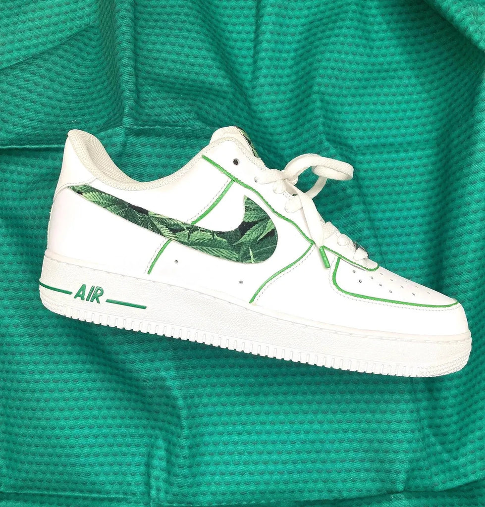 Custom Air Force 1 White Leaf Pattern-oicustom