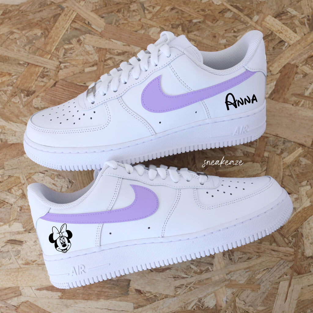 Custom Air Force 1 White Lilac Minnie Mouse Design-oicustom