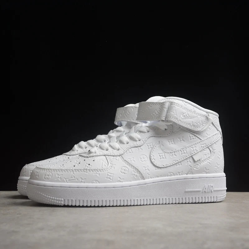 Custom Air Force 1 White LV Pattern Embossed Design-oicustom