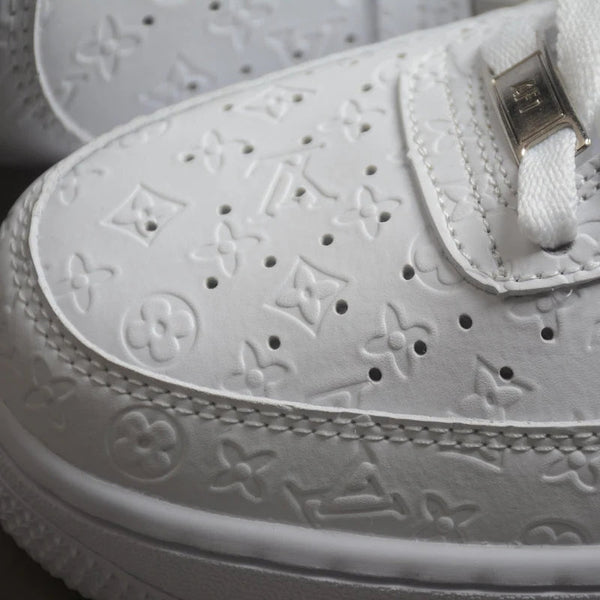 Custom Air Force 1 White LV Pattern Embossed Design-oicustom