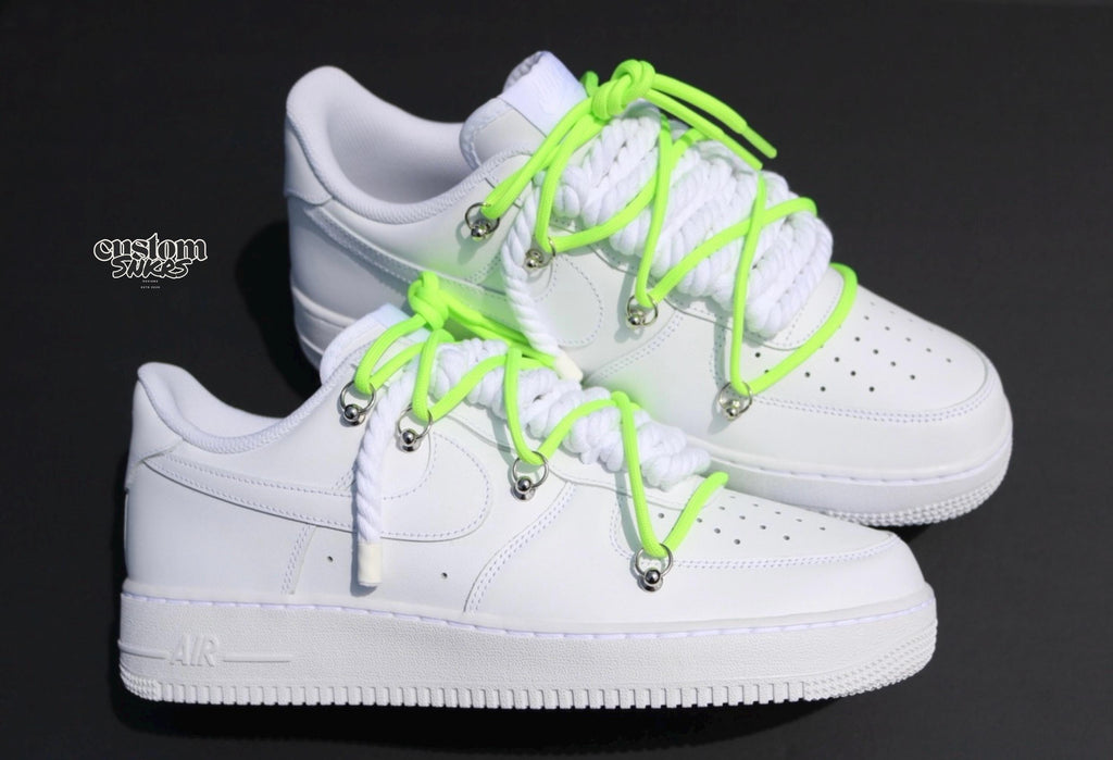 Custom Air Force 1 White Neon Green Laces-oicustom