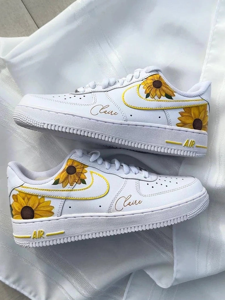 Custom Air Force 1 White Orange Sunflower-oicustom