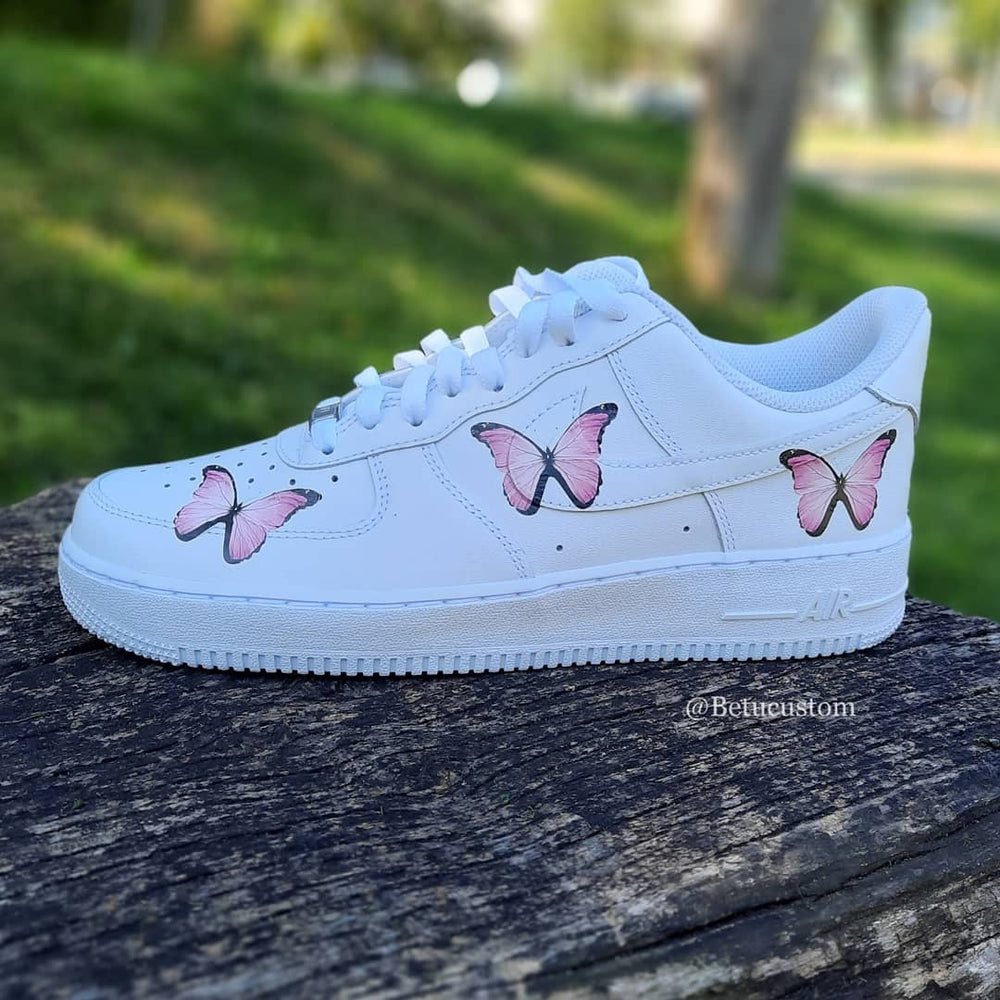 Custom Air Force 1 White Pink Butterflies-oicustom