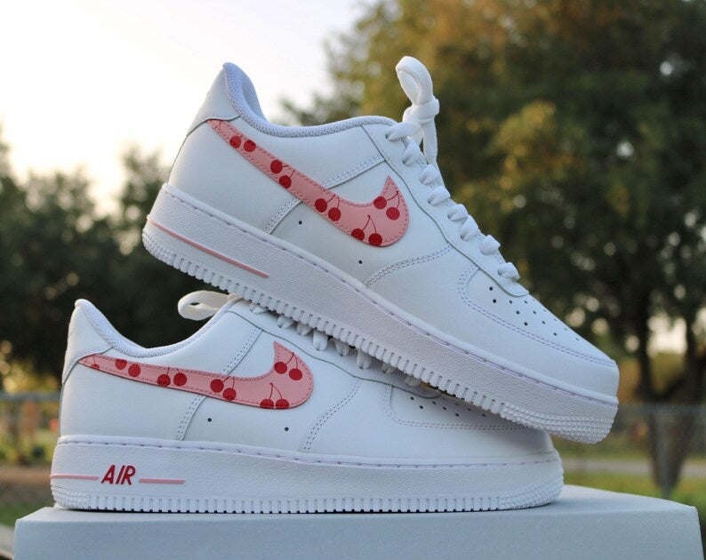 Custom Air Force 1 White Pink Cherry Pattern-oicustom