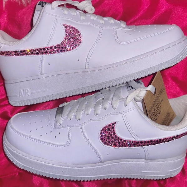 Custom Air Force 1 White Pink Diamonds-oicustom