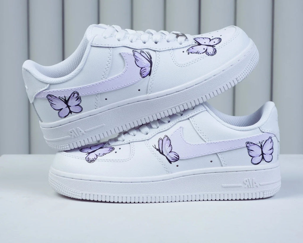 Custom Air Force 1 White Purple Butterflies-oicustom