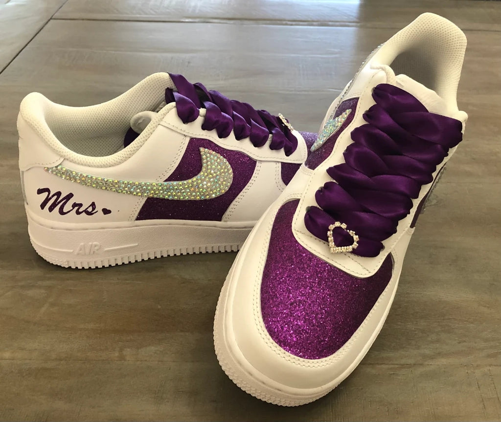 Custom Air Force 1 White Purple Glitter-oicustom