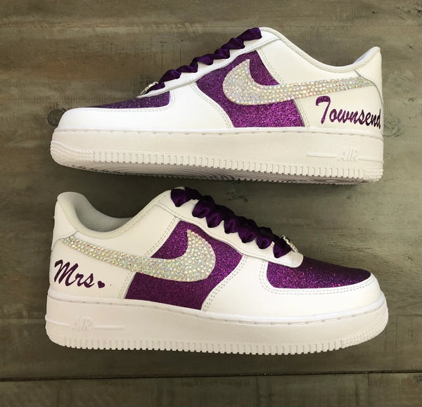 Custom Air Force 1 White Purple Glitter-oicustom
