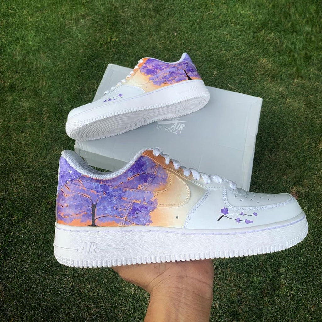 Custom Air Force 1 White Purple Orange Tree Pattern-oicustom