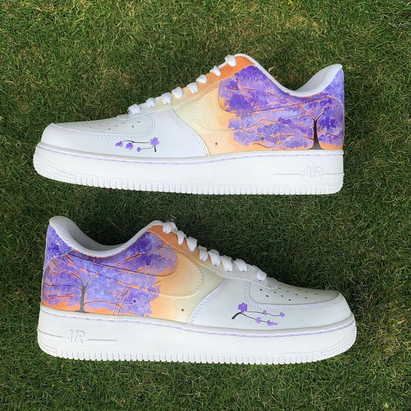 Custom Air Force 1 White Purple Orange Tree Pattern-oicustom