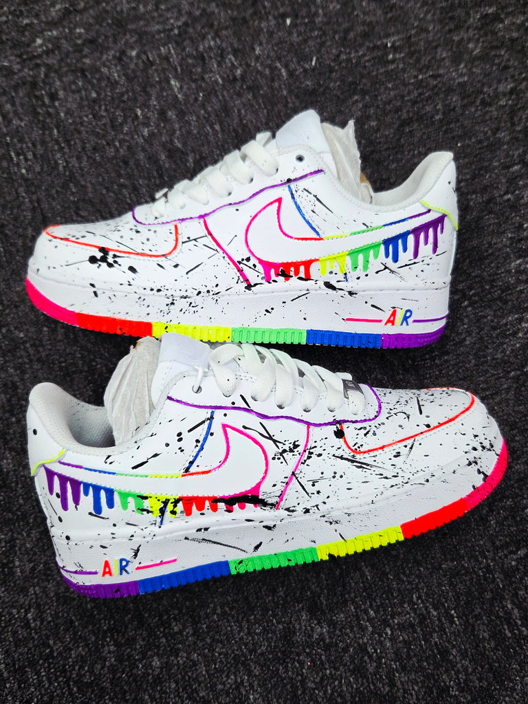 Custom Air Force 1 White Rainbow Drip Pattern-oicustom