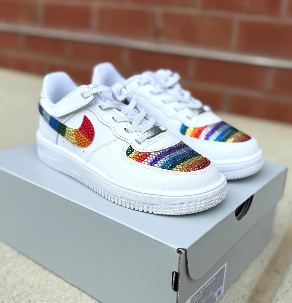 Custom Air Force 1 White Rainbow Rhinestones-oicustom