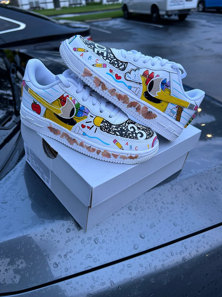Custom Air Force 1 White School - Supplies Themed-oicustom