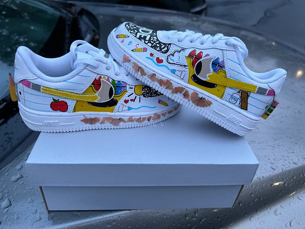 Custom Air Force 1 White School - Supplies Themed-oicustom