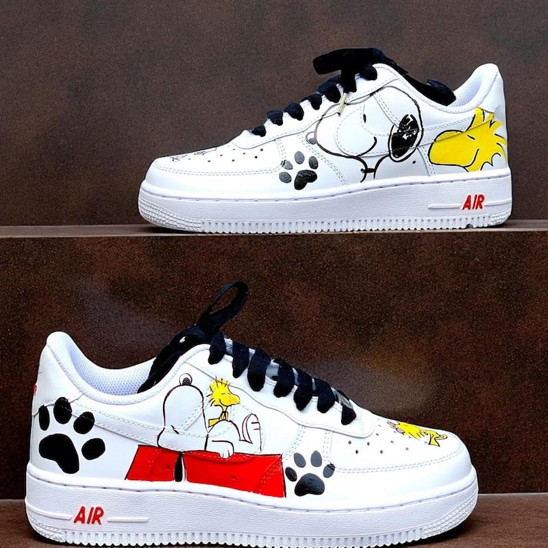 Custom Air Force 1 White Snoopy Pattern Design-oicustom