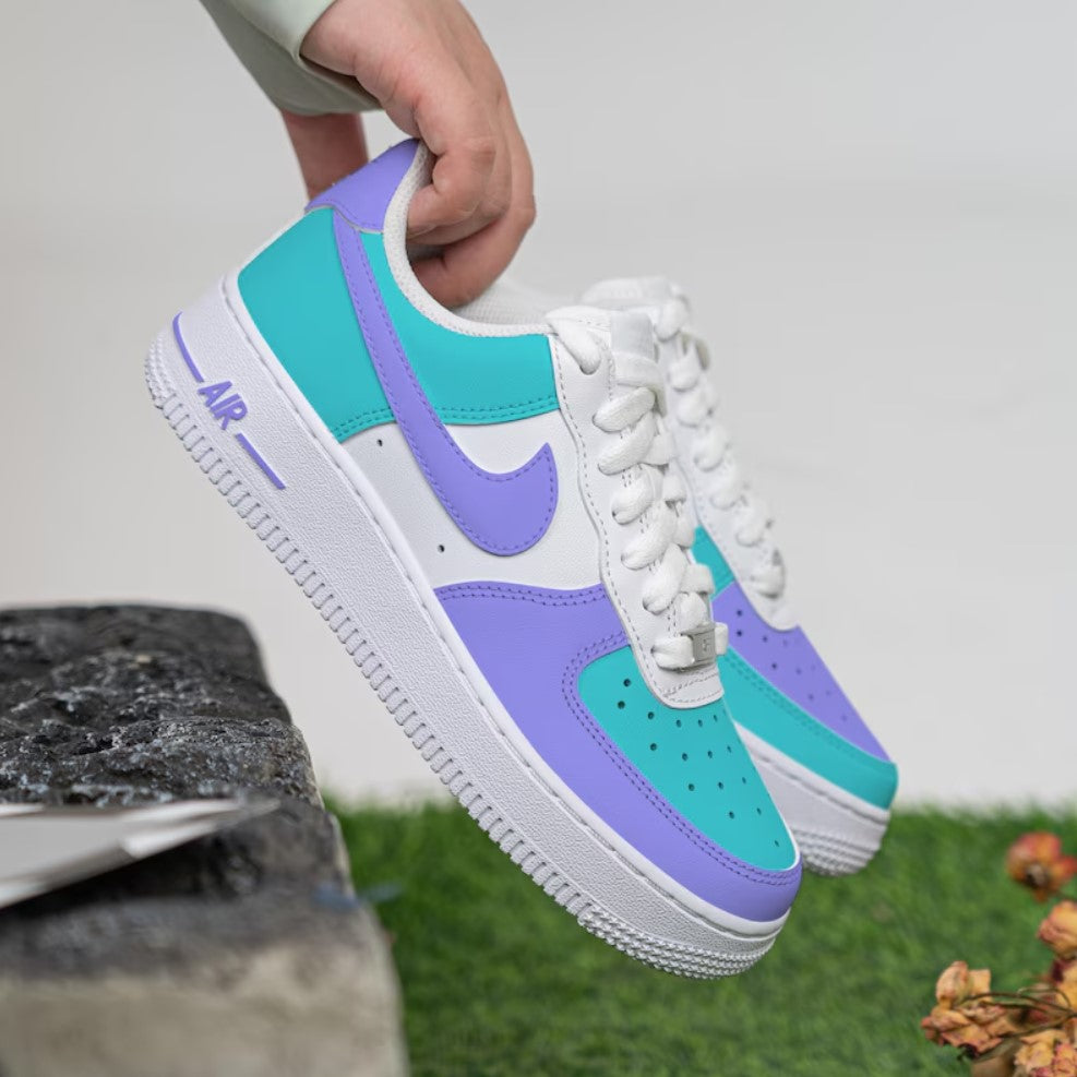 Custom Air Force 1 White Teal And Purple-oicustom