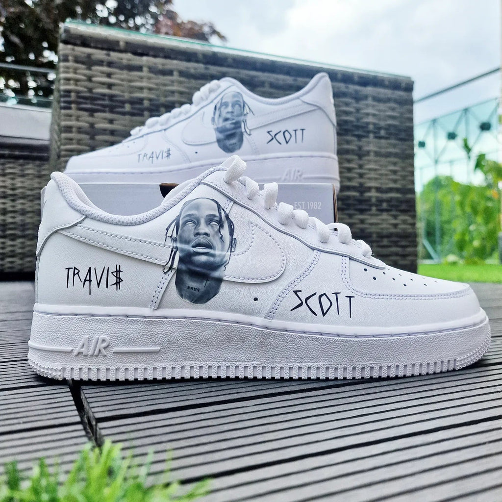 Custom Air Force 1 White Travis Scott Portrait Pattern-oicustom