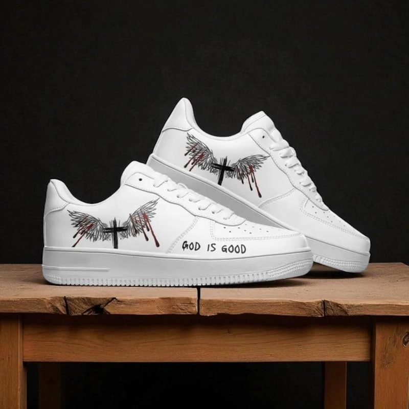 Custom Air Force 1 White Wings And Cross Design-oicustom
