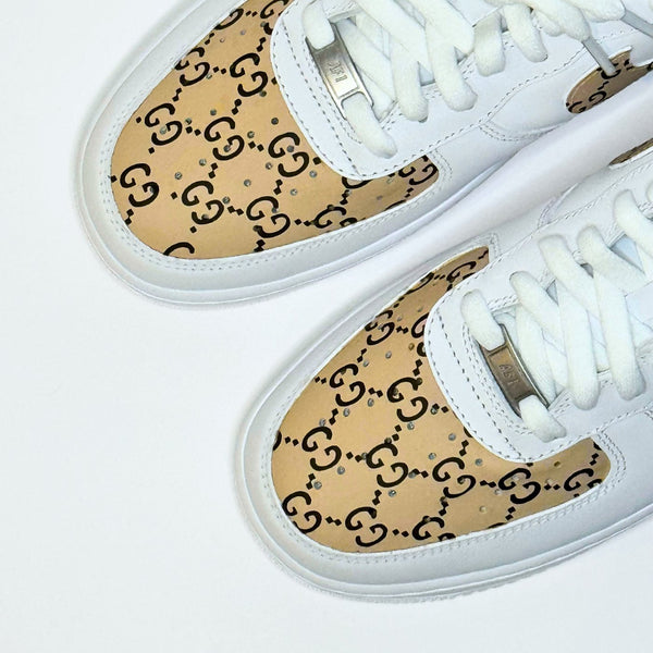 Custom Air Force 1 White With Beige GG Pattern-oicustom