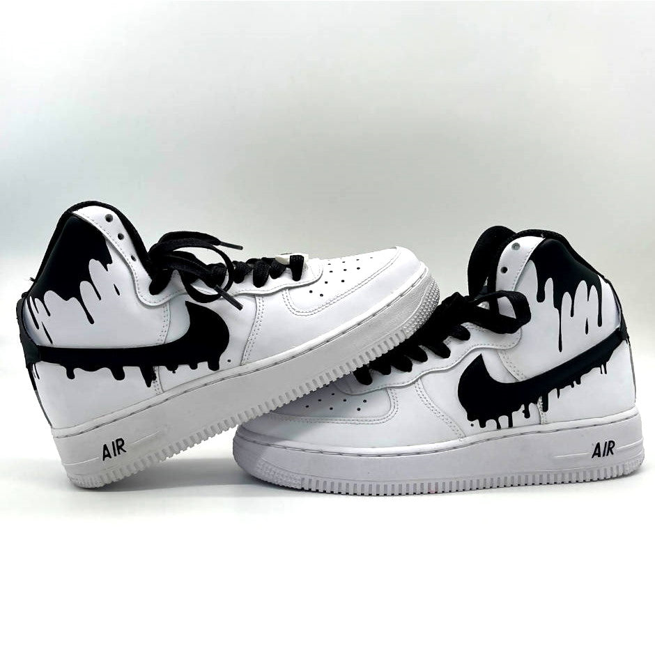 Custom Air Force 1 White With Black Drip Pattern-oicustom