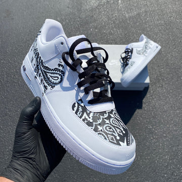 Custom Air Force 1 White With Black Paisley-oicustom