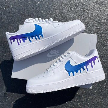 Custom Air Force 1 White With Blue And Purple Drip Design-oicustom