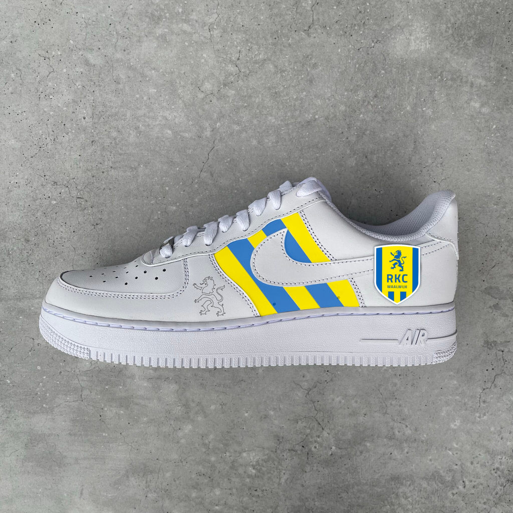 Custom Air Force 1 White With Blue And Yellow Stripes And RKC Logo-oicustom