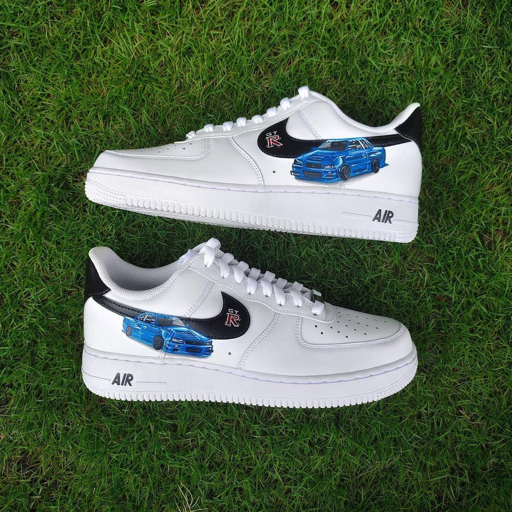 Custom Air Force 1 White With Blue Car Design-oicustom