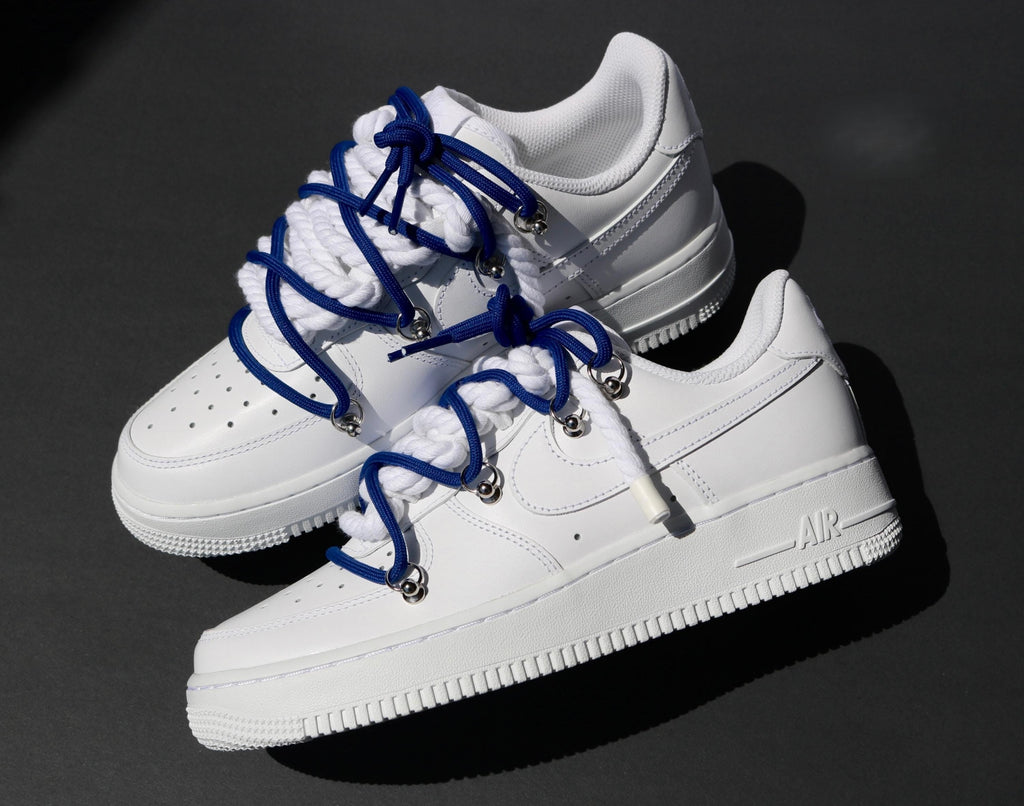 Custom Air Force 1 White With Blue Laces-oicustom