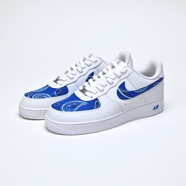 Custom Air Force 1 White With Blue Paisley Pattern-oicustom