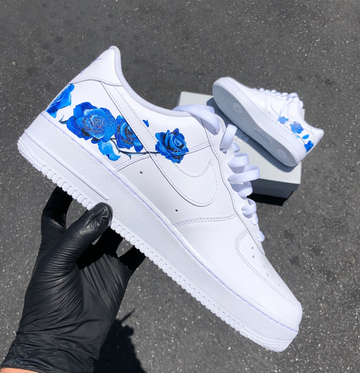 Custom Air Force 1 White With Blue Roses-oicustom