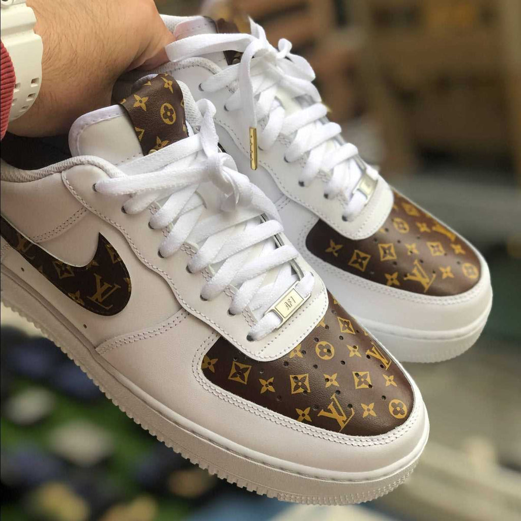 Custom Air Force 1 White With Brown LV Pattern-oicustom