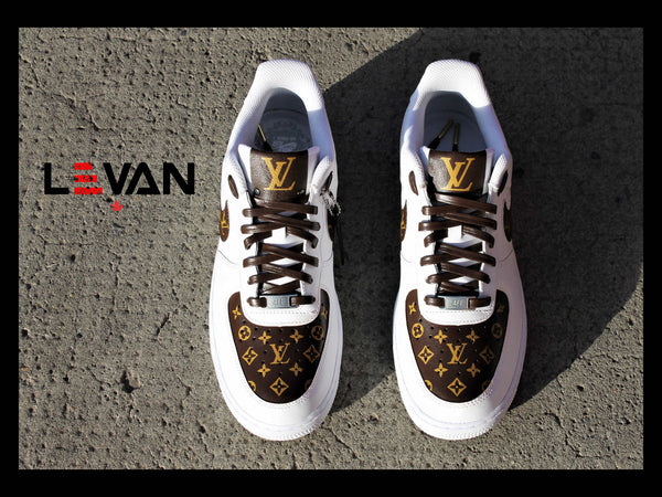 Custom Air Force 1 White With Brown LV Pattern-oicustom