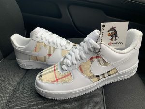 Custom Air Force 1 White With Burberry Plaid Pattern-oicustom