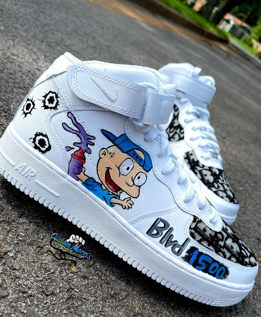 Custom Air Force 1 White With Cartoon Character And Bullet - Hole Patterns-oicustom