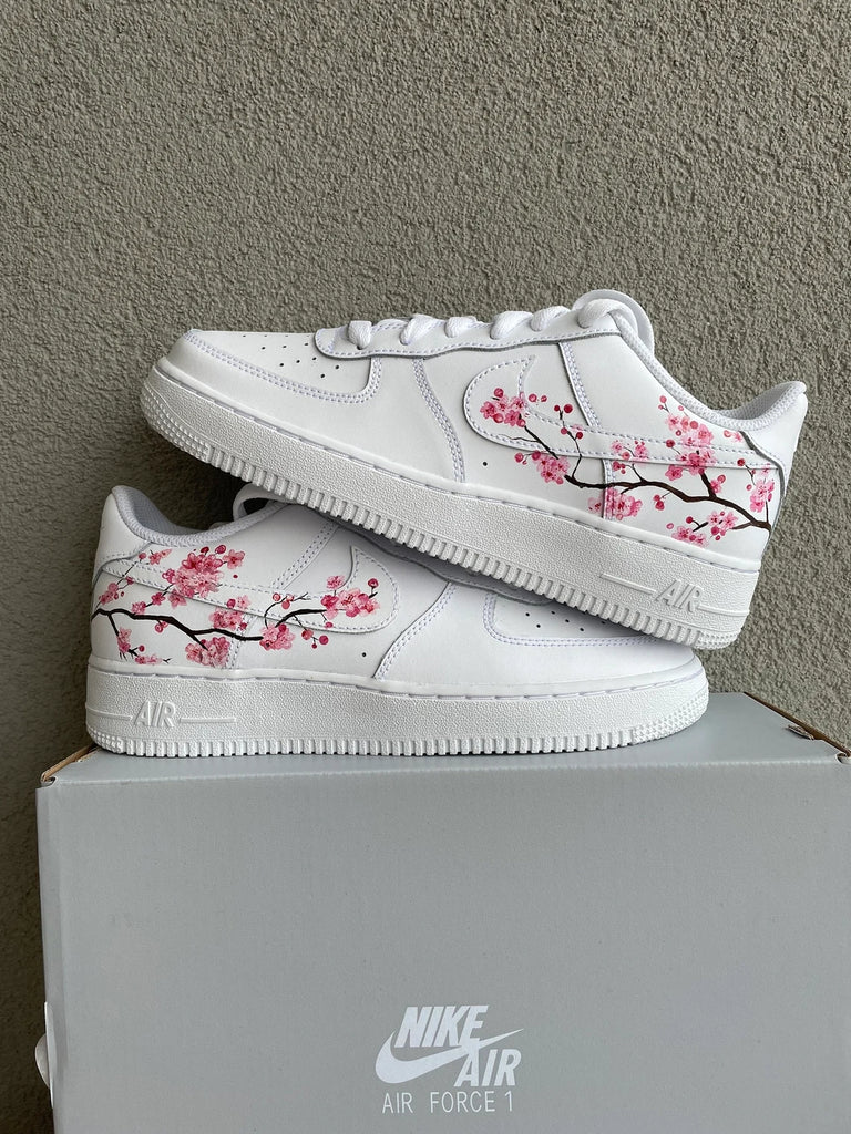 Custom Air Force 1 White With Cherry Blossom Pattern-oicustom