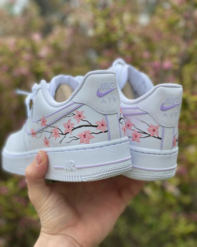 Custom Air Force 1 White With Cherry Blossom Pattern-oicustom