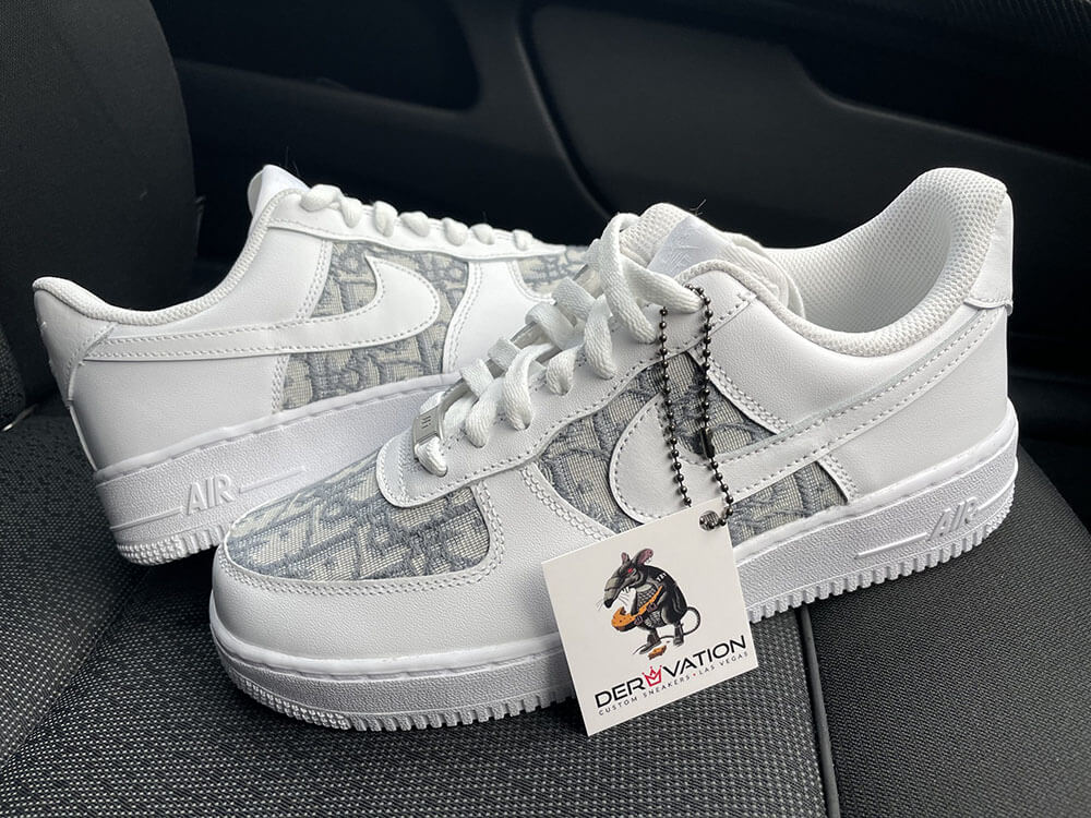 Custom Air Force 1 White With Dior Logo Pattern-oicustom